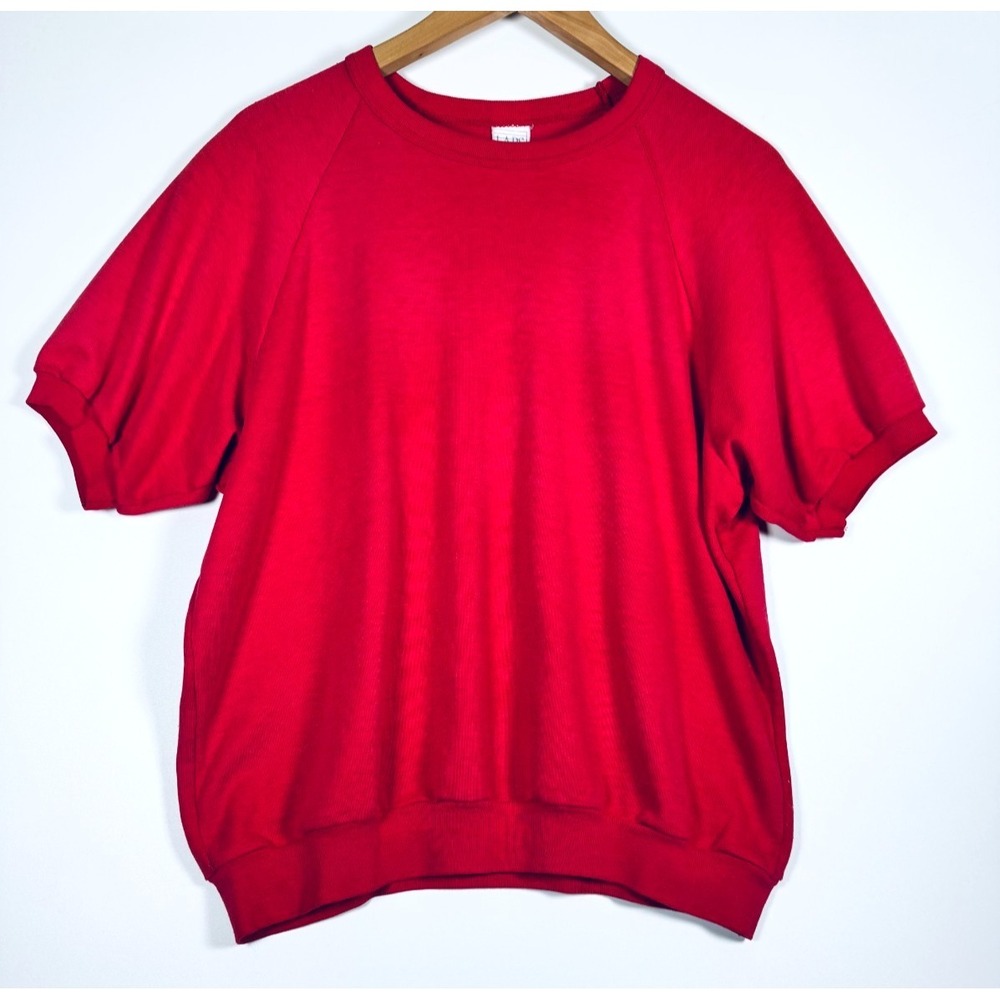 Laps Sweatshirt Womens Large Red Short Sleeve‎ Made in USA Kentucky Textiles